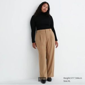 Uniqlo Wide-Fit Pleated Pants tan size small